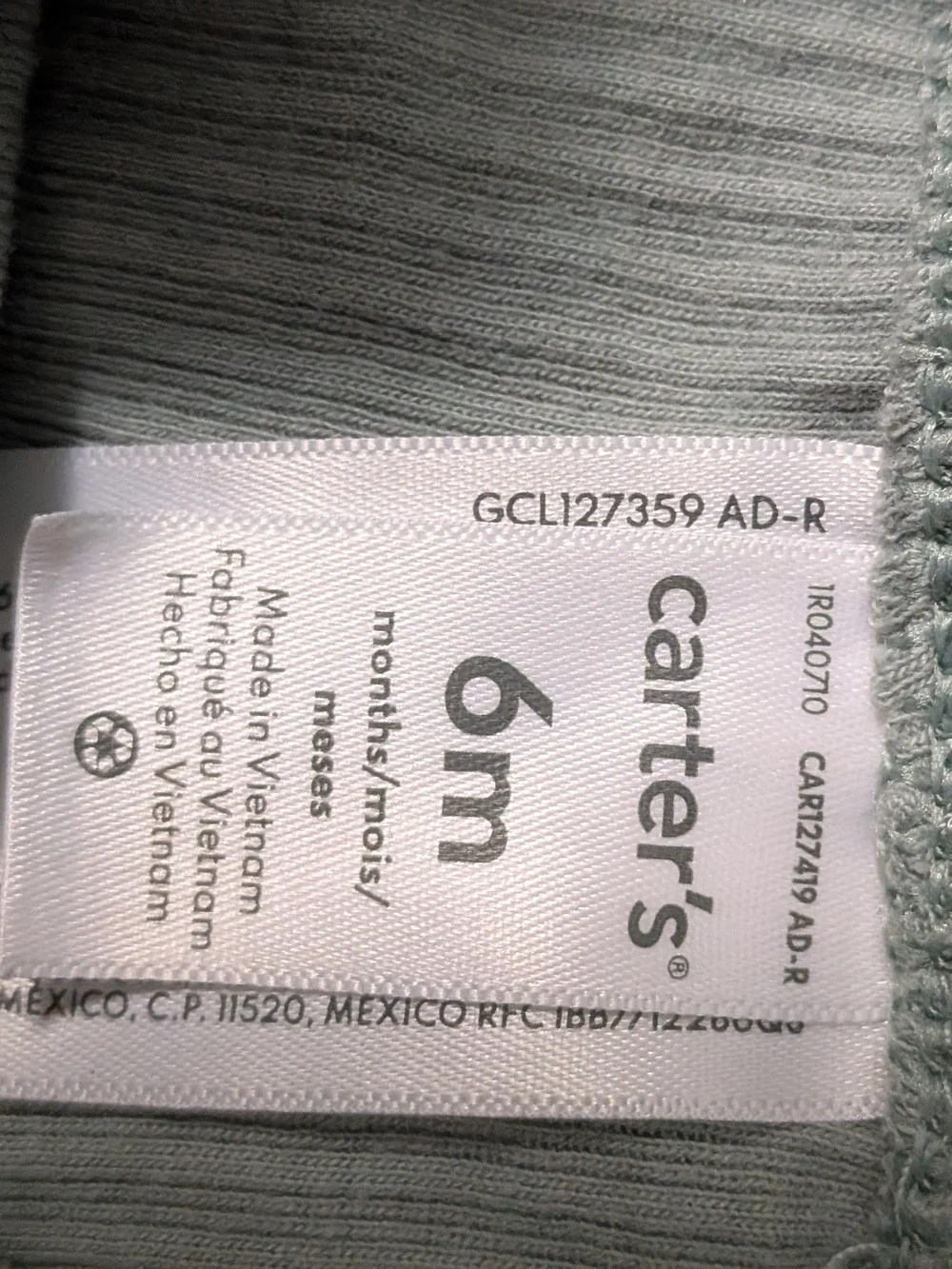 Carter's Sage Green Ribbed Jogger Pants